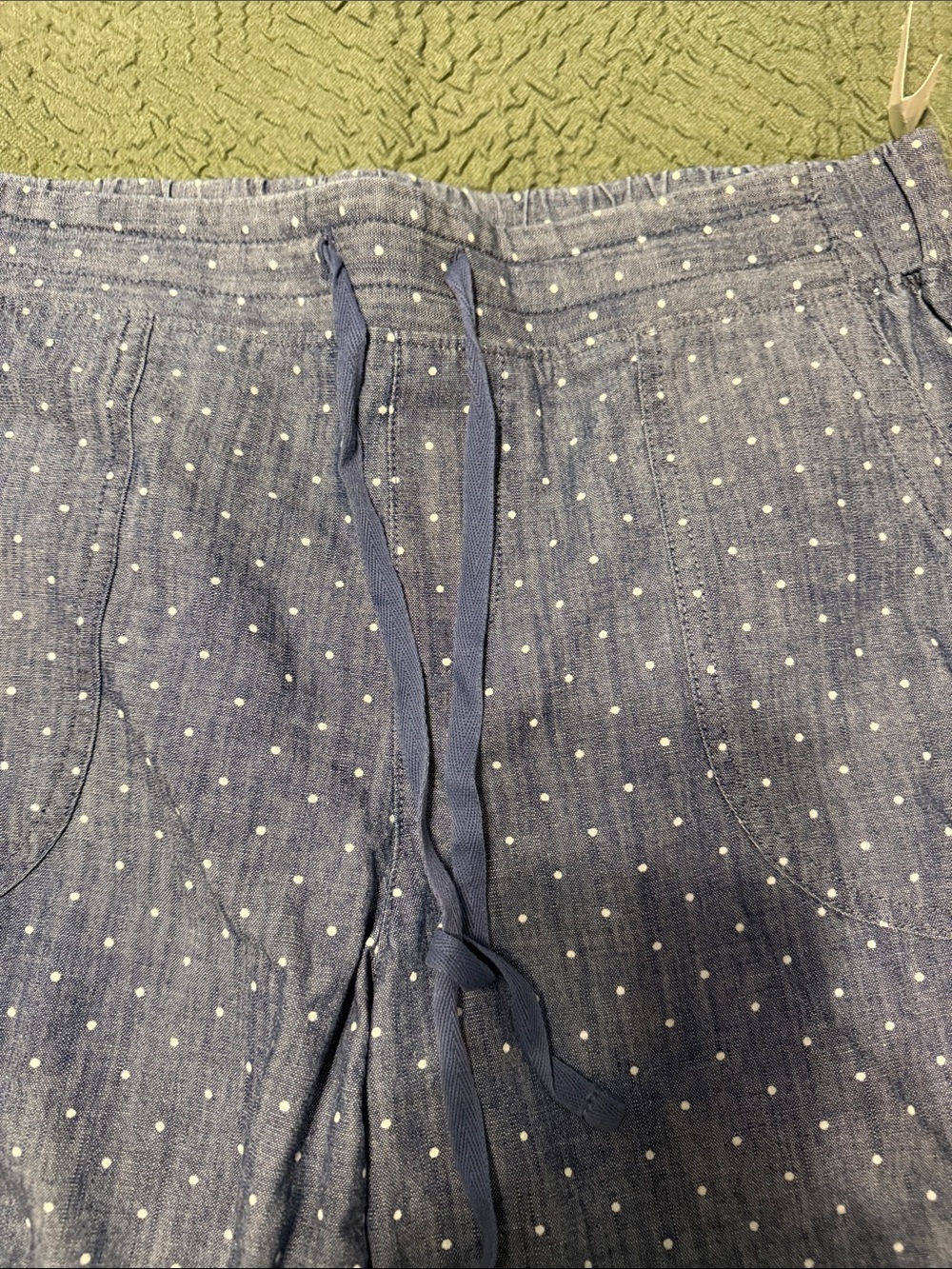 Talbots Blue Dot-Pattern Drawstring Shorts - Picture 3 of 6